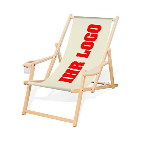 MultiBrands® bedruckbarer Holz-Liegestuhl, mit Armlehne und Getränkehalter Cover