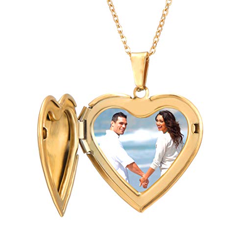 Collar Foto Personalizado Mujer Guardapelo Colgante Texto Grabado Mujeres Regalo Romántico de Aniversario Joyería Corazón Óvalo Redondo Collares 45cm