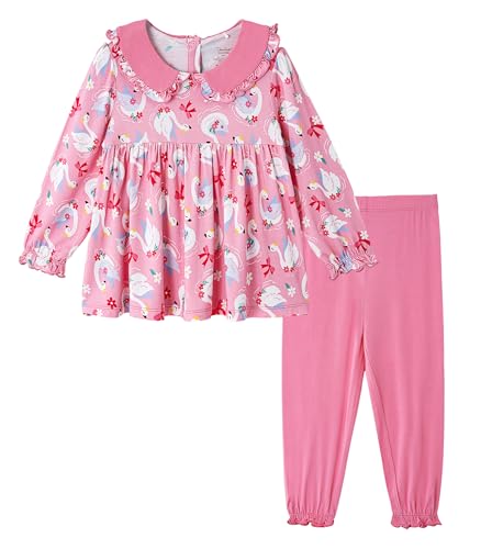 Image of Toddler Girls' Clothes-Viscose from Bamboo, Long Sleeve Ruffle Top with Pant Sets for Kids 2Pcs Fall Outfits 2T-6Y
