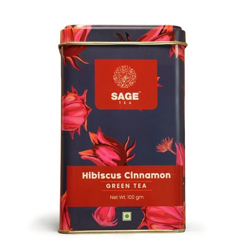 SAGE Té de hibisco para té caliente y frío | Té de hibisco sabdariffa, té de flor de rosella | Grado seco y comestible | 100 g (té verde de canela de hibisco)