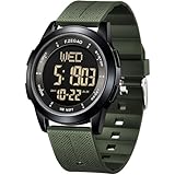 F.ZEGAO Orologio digitale da uomo, in metallo, ultra sottile, impermeabile, orologio militare con timer, multifunzione, orologio sportivo da uomo, MetalGreen, Sport Classico