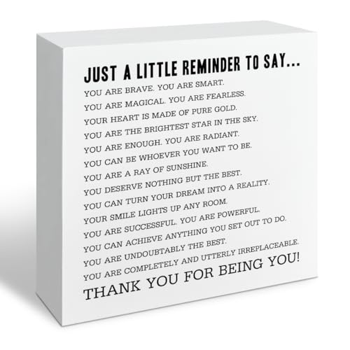 Poem Motivational Wood Box Sign, Just A Reminder You Are Amazing Wooden Sign, Inspirational Gift Wooden Signs, Encouragement Gift for Women Men, Farmhouse Table Shelves Decor