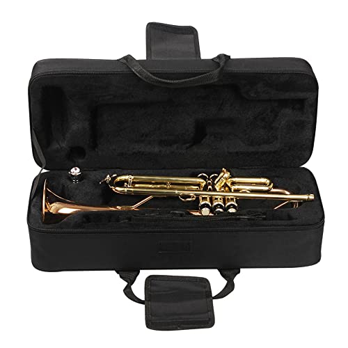 Hapihom Caja de almacenamiento portátil para trompeta, mochila ligera y gruesa, correas ajustables, accesorios para instrumentos de viento, color negro