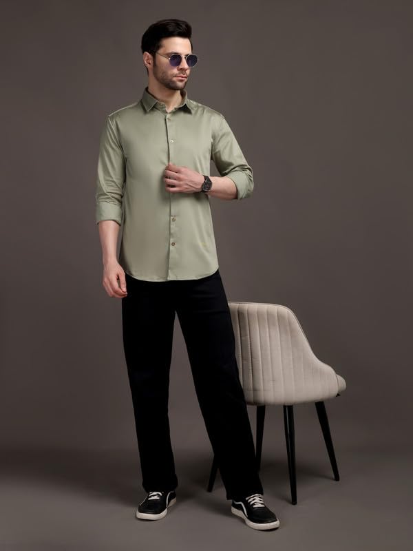 Image of The Stripp & Co Men's Full Sleeve Cotton Solid Shirt | Regular Fit Casual | Soft & Breathable Fabric | Button-Down Collared Formal,& Office Wear | Everyday Shirt | Sizes M to 2XL