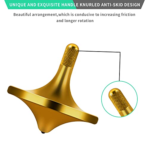 Image of Stainless Steel Spinning Top,Exquisite EDC Fidget Toy (Bronze, L) | Perfect Balance Well Made Metal Desk Toy Spin Long Time Over 6 Minutes Great Value Durability Funny well-built best spinning