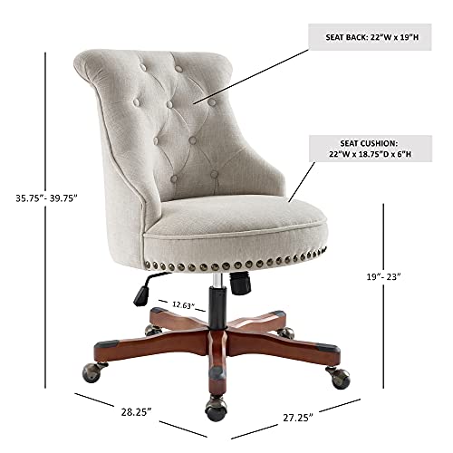 Linon The Talia Beige Adjustable Seat Height Office Chair #TOP4