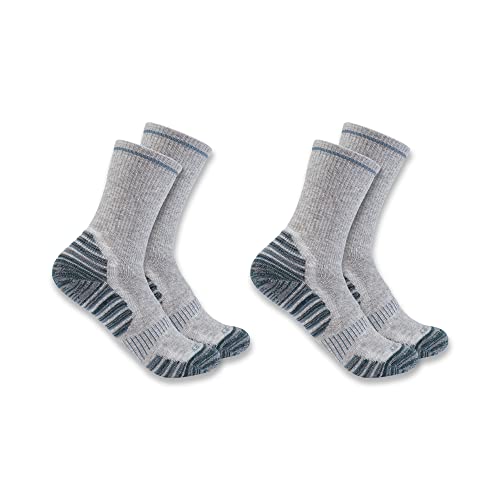 Carhartt Women's Force Midweight Synthetic-Wool Blend Crew Sock 2 Pack, Light Grey, Large #TOP19