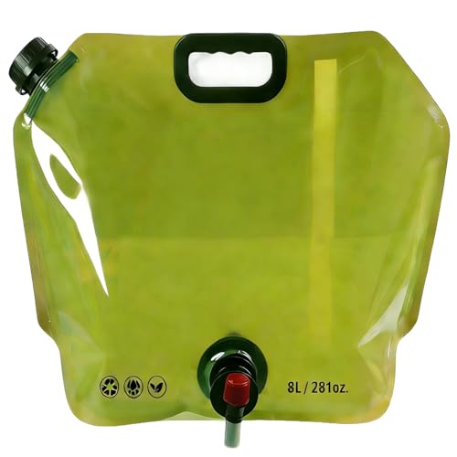 Tressify 270.5 Fl Oz / 8 L Foldable Water Container, Food-Safe Water Jug for Travel and Camping, Portable Pouch with Spigot, Pe Pa Pet Materials, Outdoor, Car