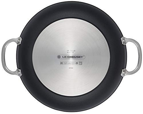 Le Creuset Toughened Nonstick Pro Shallow Casserole/Braiser With Glass Lid, 4 Qt., Gray #TOP2