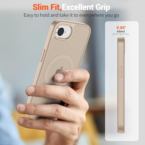 Image of SUPFINE Magnetic for iPhone 17e Case /iPhone 16e Case (Compatible with MagSafe)(Military Grade Drop Protection) Slim Translucent Matte Shockproof with Anti-Fingerprint Phone Case 2025,Desert Gold