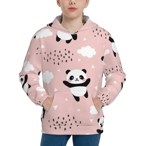 Panda Flying in the Sky Kid Hoodies Boys Sweatshirts Girls Pullover with Pocket