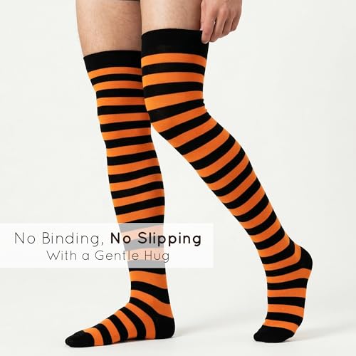 Image of Mysocks Unisex Over the Knee Socks | Stripe Design| Combed Cotton| Hand Linked Toe | Soft Latex Band