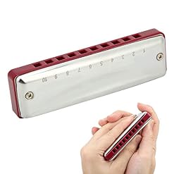 Harmonica à 10 trous en acier inoxydable ABS et résine pour adultes débutants (rouge) - Les Beatles, Paul McCartney, John Lennon, RIngo Starr, George Harrison Harmonica à 10 trous en acier inoxydable ABS et résine pour adultes débutants (rouge) – Image 5