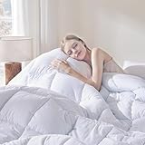 DOWNCOOL Comforters King Size, Duvet Insert,White All Season Lightweight Quilt, Down Alternative Hotel Comforter with Corner Tabs (White, King 102x90 Inches)