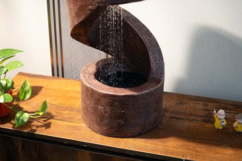Image of EXPLEASIA Spiral Table Desk-Top Indoor Fountain Water Fountain for Garden Water Fountain for Home vastu Fountain for Home Decor Waterfall (31 x 31 x 59 cm)