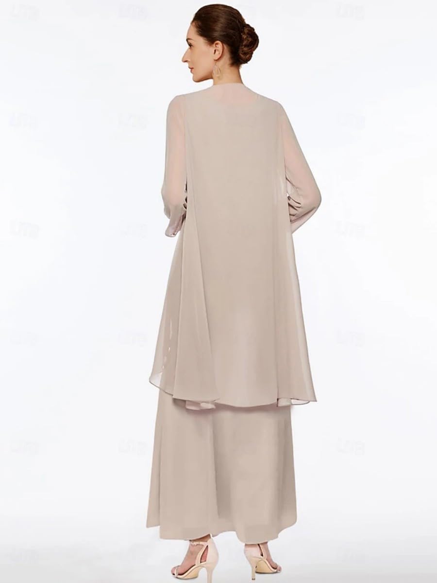 Traje de 2 piezas para madre de la novia, vestido de gasa para invitada de boda, trajes formales