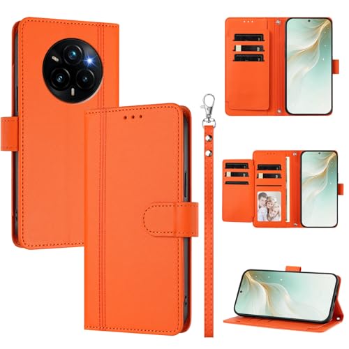 �X�}�z�P�[�X �Ή��@�� for Realme 14 Pro Plus 5G �X�}�z�P�[�X�y�E�H���b�g�f�U�C�� �f���A���J�[�h�X���b�g �L���b�V�� �t���b�v���X�^���h �����h�~�zOrange