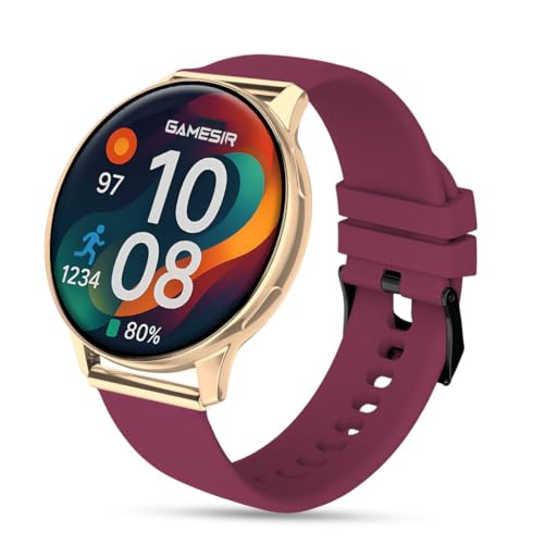 Image of GameSir Active 2 Smartwatch for Men & Women with 1.39 inch HD Round Display, Bluetooth Calling, Heart Rate & SPO₂ Monitor, 100+ Sports Modes, IP67, Long Battery Life for Android & iOS (Maroon)