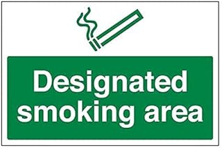 VSafety Designated Smoking Area Prohibition Sign - Landscape - 300mm x 200mm - 2mm Rigid Plastic