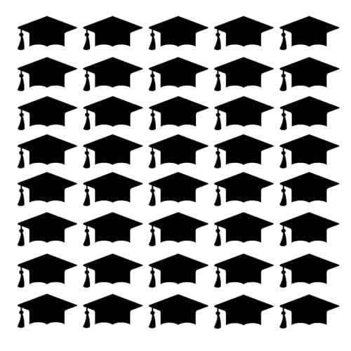 120PCS Graduation Cap Label Stickers Self-Adhesive Grad Hat Stickers Sealing Labels Grad Party Favor Labels for College High School Graduation Party Decor Envelopes,Chocolate,Cards Gift Wrap (Black)