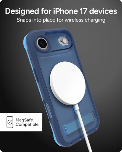 Image of ZAGG Rainier Case with Kickstand for iPhone Air - Blue Cobalt Horizon, Graphene 22ft (7m) Drop Protection, Lanyard Attach Points, MagSafe, Wireless Charging Compatible, 2-Piece Design, Phone Case