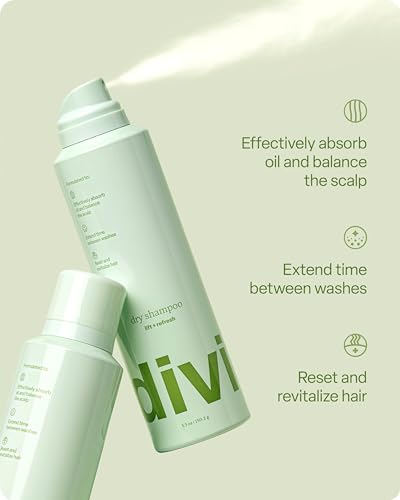 divi Dry Shampoo Spray for Women - Formulated to Absorb Oil, Balance the Scalp and Extend Time Between Washes - Free of Benzene, Butane, Propane and Talc, 5.3oz
