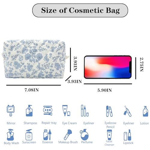 Quilted-Makeup-BagSmall-Travel-Floral-Cosmetic-Bag-Cute-PouchCotton-Makeup-Brushes-Storage-Bag-for-Women