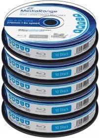 Blu-ray Disc Media Set BD-R DL 50GB, 6x Speed Full Writeable in Cake Box, 50 Pieces