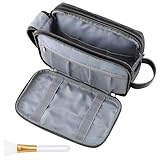 Kulturbeutel Reise Kulturtasche - 24cm10L wasserdichte Waschtasche, Tragbare Schminktasche, Waschtasche, Leichte Kosmetiktasche Herren Damen mit Doppelter Reißverschlüssen für Shampoo (Schwarz)