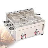 Gewerbliche Fritteuse Gas Gastro Fritteuse Tischgerät Edelstahl, Einzel-, Doppel- Oder Dreifachtank, überhitzungsschutz Für Schnellrestaurants(2 tank)