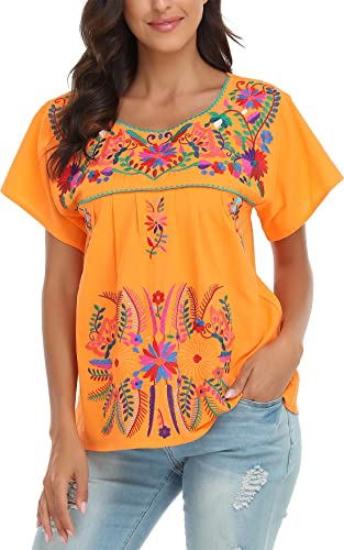 YZXDORWJ Womens Mexican Peasant Blouse Cotton Tops White Shirt (M 920O)