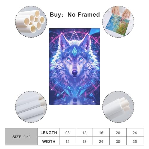 Cuadro de lobo en lienzo para decorar un salón moderno poster de 50x75cm 2