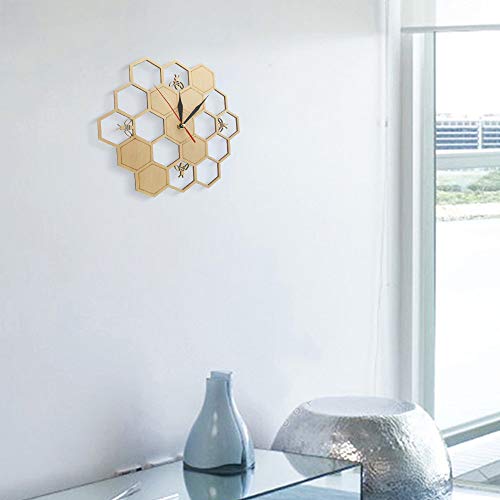 Cut Wood Honeycomb Hexagon Geometric Clock