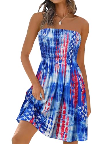 Image of elescat Summer Dresses for Women 2026 Strapless Casual Beach Cover Ups Tube Top Sundress