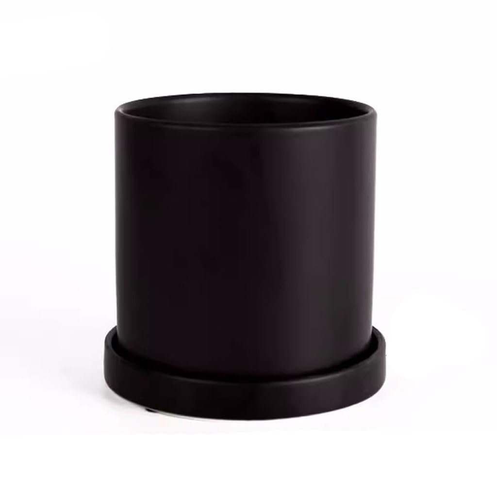 Gelasige A Flower Pots Modern Simple Nordic Green Plant With Tray Creative Succulent Ceramic Round Flowerpot Outdoor Flower Pots(A)