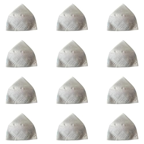 Casquettes turban blanches arabes musulmanes pour adultes. Lot de 12 chapeaux de prière ronds.