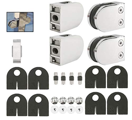 Stainless Steel 316 Grade Heavy Duty Flat Back Glass Clamp 64 X 45 Mm For 3/8" Or 1/2" Tempered Glass Or Laminated Glass, 4-Pack, (Gc-064) Mirror Finish #TOP19