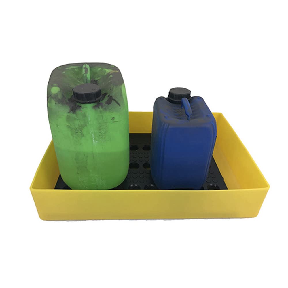 Plast'Up Rotomoulage, Bac de rétention pour petits récipients avec caillebotis en PEHD 25L jaune - Fabrication française