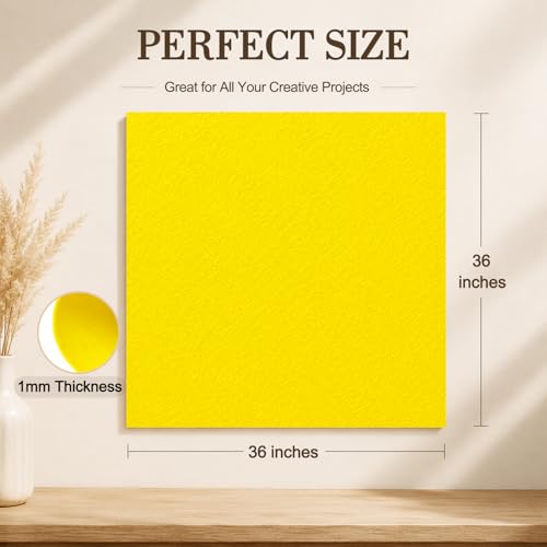 Image of Bright Yellow Large Felt Fabric 36 inch x 36 inch (1 Square Yard), 1mm Stiff Felt Sheet, Nonwoven Fabric for Crafts, DIY Projects, Art, Sewing, Lining & Decorations