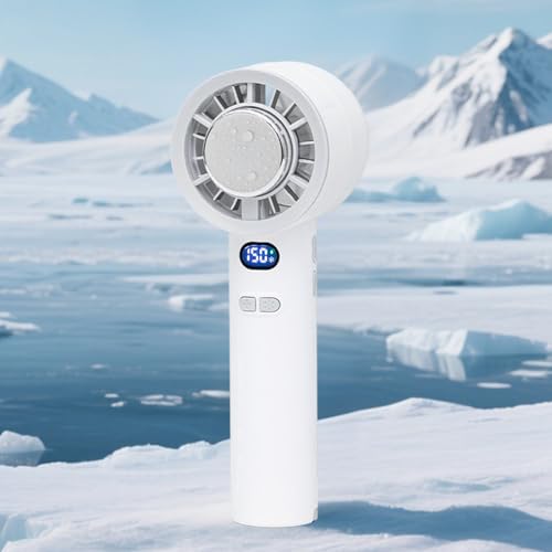 Ventilador de mano portátil con pantalla LED ajustable y batería recargable 3