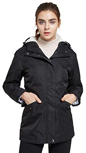 Svacuam Women's Winter Jacket Ski Jacket Waterproof Snowboarding Coats With Warm Fleece Inner Windproof Hooded(Black,M) #TOP3