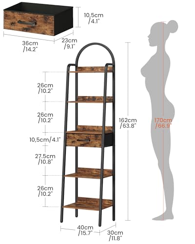 5-Tier-Ladder-Shelf-with-Drawer-Tall-Ladder-Bookshelf-Standing-Bookcase-with-Metal-Frame-for-Living-Room-Bathroom-Home-Office-Study-Balcony-Rustic-Brown-and-Black-TCJ07BF