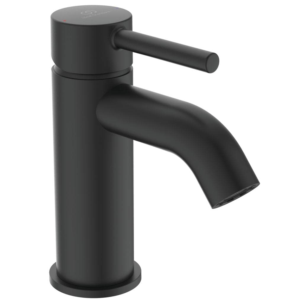 Ideal Standard BC268XG Ceraline Waschtischarmatur ohne Ablauf, Bad-Wasserhahn mit Auslauf, Mischbatterie Waschbecken, Wassersparend, Schwarz (Silk Black)