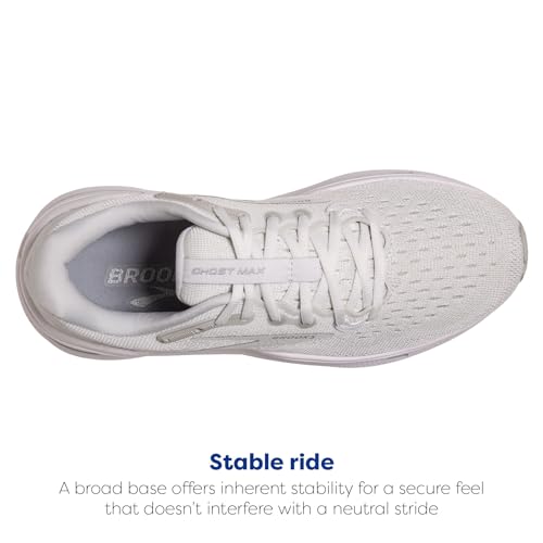Brooks Brooks Men’s Ghost Max Cushion Neutral Running & Walking Shoe - White/Oyster/Metallic Silver - 11.5 Medium