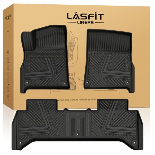 LASFIT Floor Mats for Rivian R1T 2024 2023 2022, All Weather Floor Liner TPE Custom Fit Car Mats for Rivian R1T 1st & 2nd Row Rubber Mats, Black,Tasteless, Durable and Easy to Clean