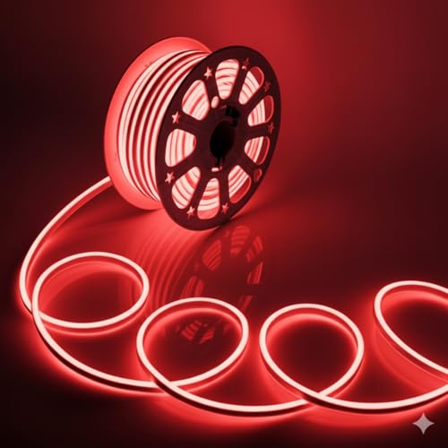 One94Store 4 Meter LED Neon Strip Light – Red | Plug-in Powered Flexible Waterproof Rope Light DC 5V | Ambient LED Lighting for Home, Bedroom, DIY Decor, Party & Gaming Room