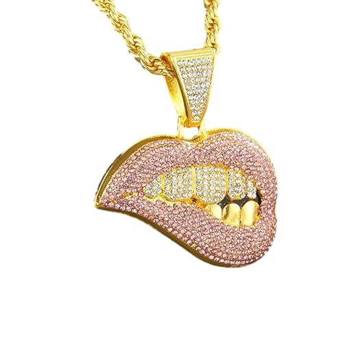 Shiny Sexy Pink Lip Initial Pendant With Fashion Jewelry For Men And Women, Hip Hop Charm Choker Necklace
