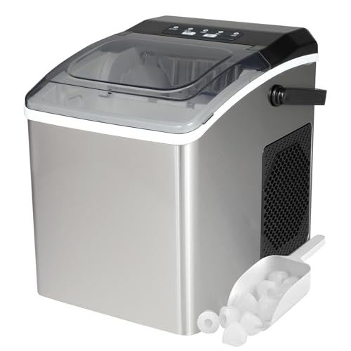 Image of Koolatron Countertop Ice Maker - Maquina para Hacer Hielo en Casa, Nugget Ice Maker Makes 9 Pebble in 6 Mins, Portable Self‑Cleaning Ice Machine, 26 Lbs /Day, Stainless Steel