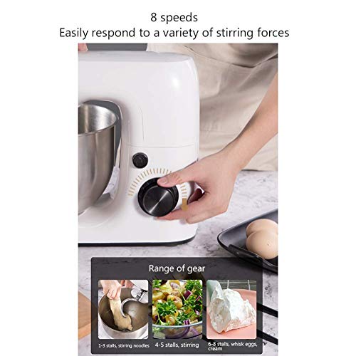 FZYE Standmixer, 800 W, 5 l 8-Gang-Küchenmischer mit großem Fassungsvermögen und großem Hubraum, Beater, Teighaken und… – Bild 3