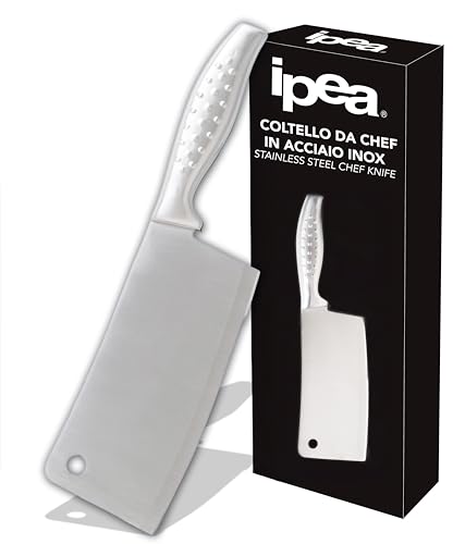 Couperet de Cuisine en Acier Inoxydable - Ultra Léger - Lame de 16 cm - Couteau de Chef Professionnel Tranchant pour Couper Viande et Aliments - Poignée Ergonomique - Couteau de Cuisine et de Boucher